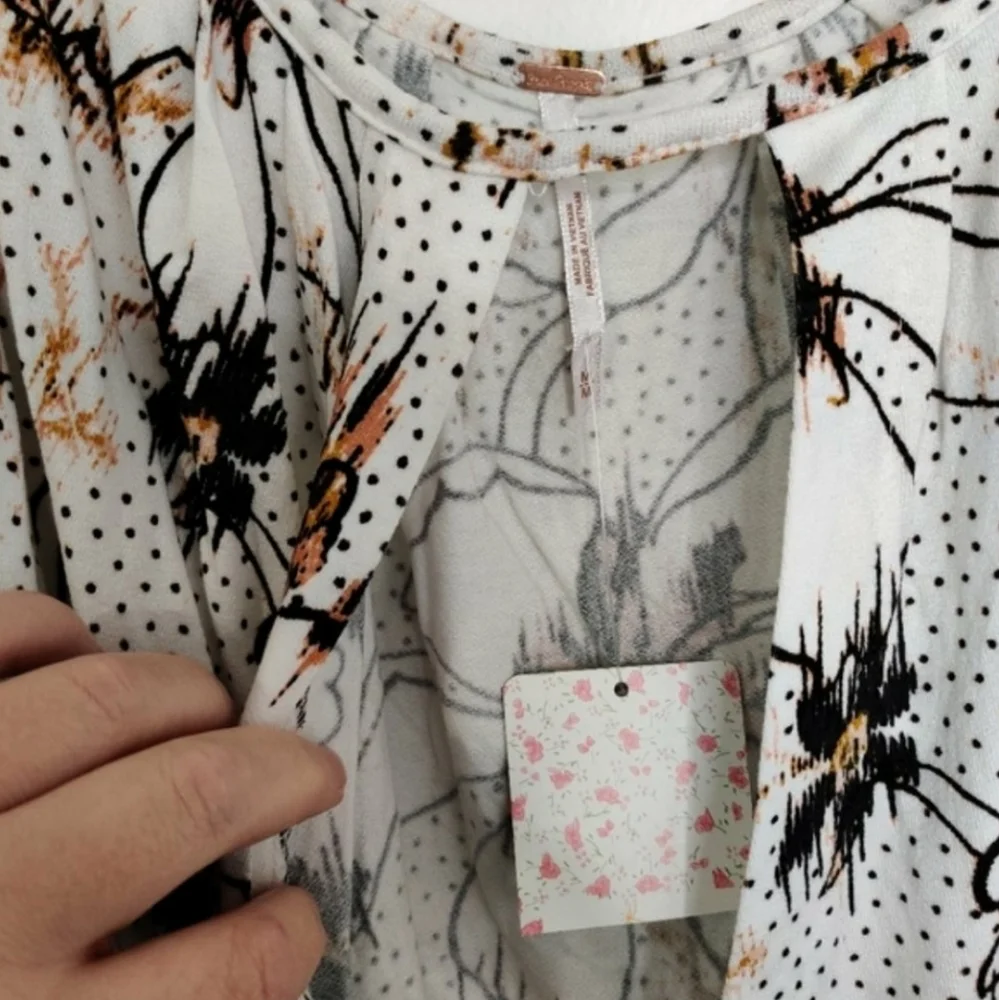 FREE PEOPLE Last Time Floral Printed Drape Blouse NWT sz M
